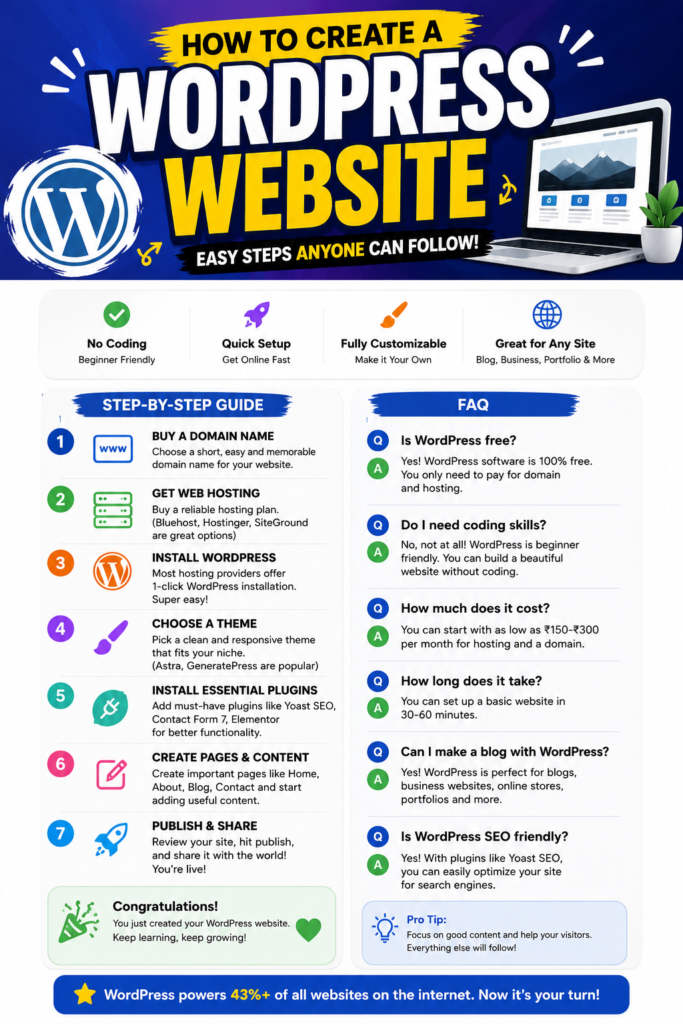 How to Create a WordPress Website in 2026 (Step-by-Step Guide for Beginners) – No Coding Required! ChatGPT Image Jul 30 2026 05 21 28 PM 683x1024